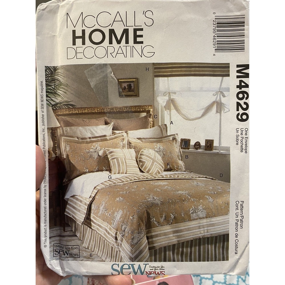 2004 McCalls Home Decorating Sewing Pattern 4629 Uncut Bedding Duvet Shams